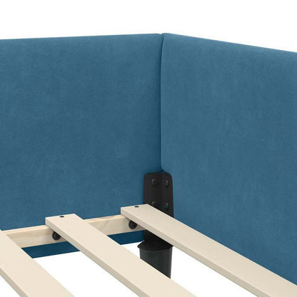 Slaapbank – Bedbank – Bankbed – Slaapcouch – Hoekbank – Blauw-Turquoise – L-Vorm – Compact Design – 100x200 cm – Stevig Houten Frame – Gemakkelijk Om te Bouwen