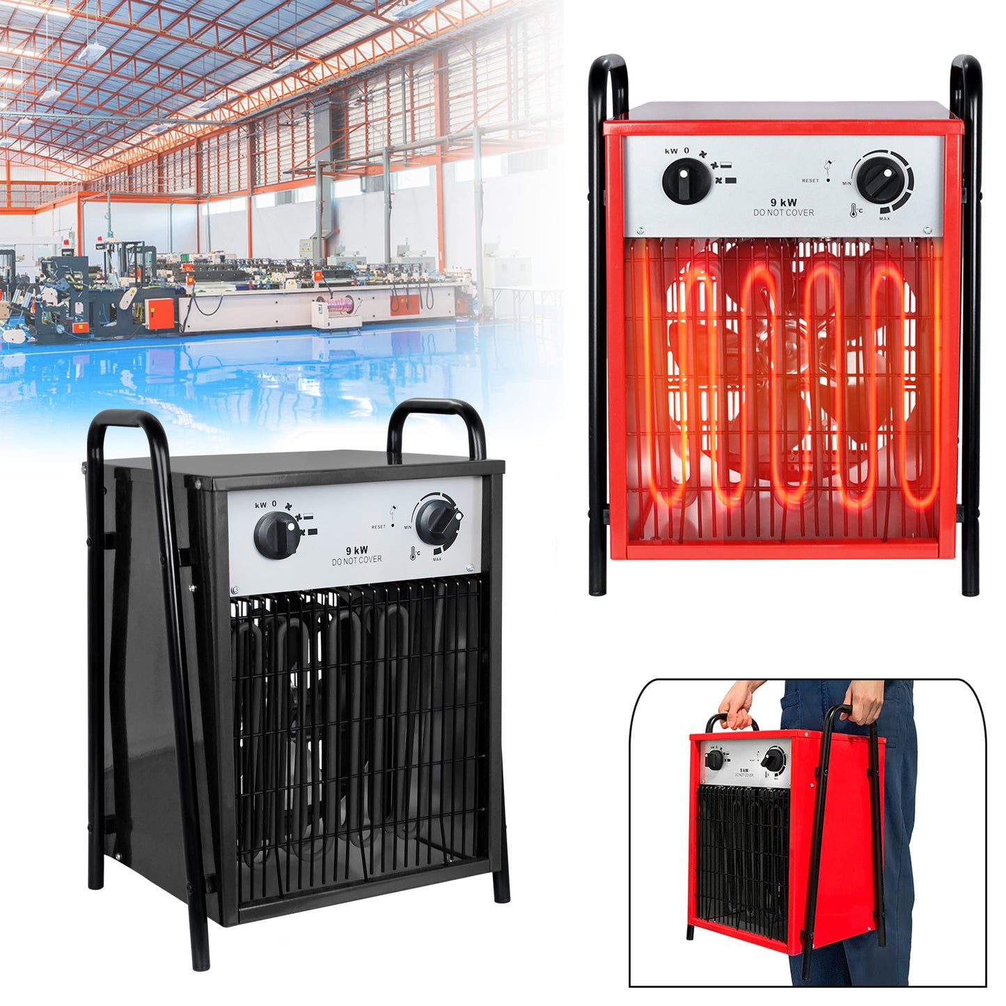 Elektrische kachel – Verwarming – Heater – Convectorkachel – Industriële kachel – 9 kW vermogen – Snelle en efficiënte verwarming