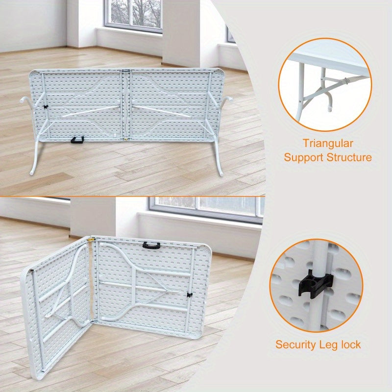 Vouwtafel – Opvouwbare Tafel – Klaptafel – Campingtafel – Picknicktafel – 180 cm – In hoogte verstelbaar – Kras- en vlekbestendig oppervlak