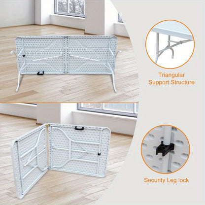 Vouwtafel – Opvouwbare Tafel – Klaptafel – Campingtafel – Picknicktafel – 180 cm – In hoogte verstelbaar – Kras- en vlekbestendig oppervlak