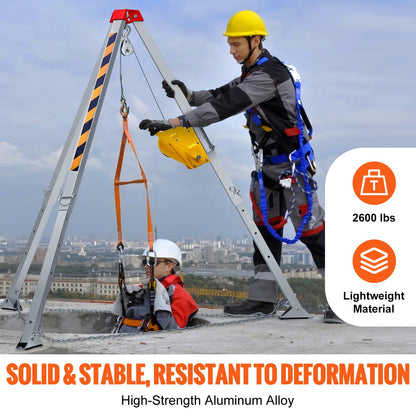 Reddingsdriepoot – Veiligheidstrapod – Valbeveiliging Tripod – Reddingstrapod – Confined Space Tripod – Verstelbare Poten – 1180 kg Trekkracht – Compleet Valbeveiligingssysteem