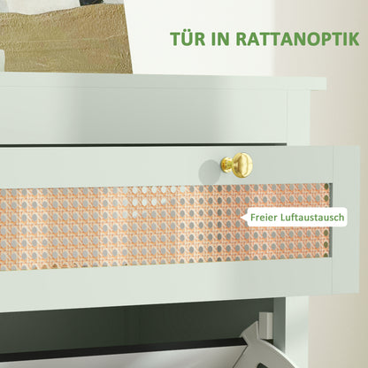 Schoenenkast – Schoenenrek – Schoenopberger – Schoenendisplay – Schoenmeubel – Voor 12 Paar Schoenen – Uittrekbare Lade & Draaideurtjes – Compact Groen Design