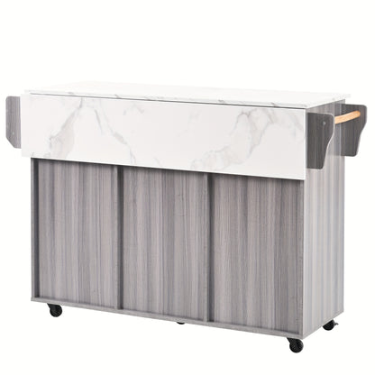 White Modern Foldable Mobile Serving Cart with Storage Doors & Lockable Tabletop - Heavy-Duty Expandable Sideboard on Casters, Non-Wood Cabinet /Dining Room, Space-Saving Furniture (139x46(71)x91.5cm) - Replaceable Feet