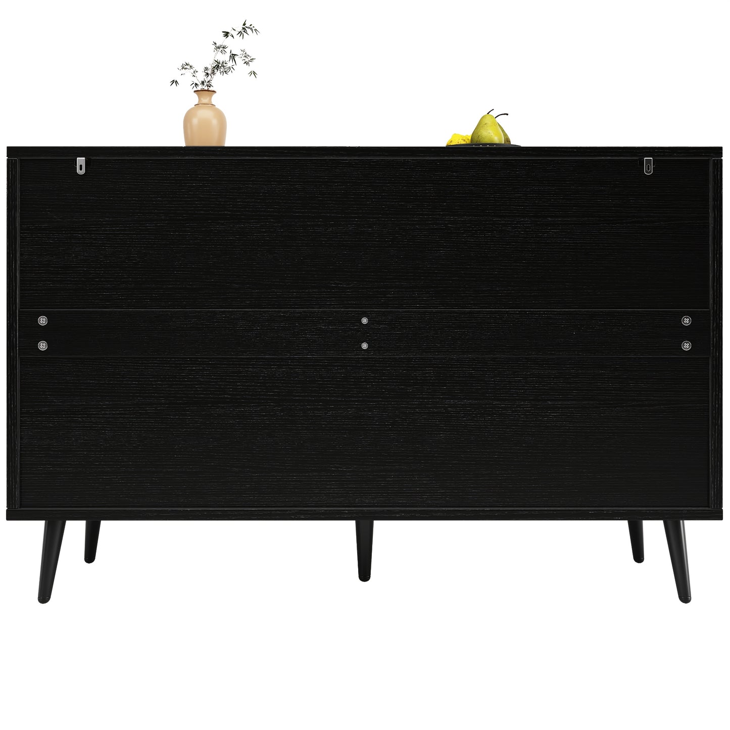 Modern Large Herringbone Storage Cabinet with Black & White Carved Doors - Freestanding Metal Frame (120x35x78cm) - White & Black Contemporary Furniture, Anti-Tip Design, Easy Assembly for Dining Room, Living Room, Bedroom -