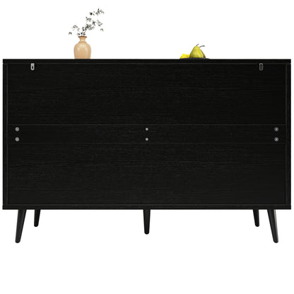 Modern Large Herringbone Storage Cabinet with Black & White Carved Doors - Freestanding Metal Frame (120x35x78cm) - White & Black Contemporary Furniture, Anti-Tip Design, Easy Assembly for Dining Room, Living Room, Bedroom -