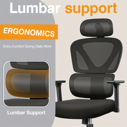 Bureaustoel – Bureaustoelen – Gamingstoel – Office Chair – Computerstoel – Ergonomisch Design – Verstelbare Lendensteun & Hoofdsteun – Stille Zwarte Rubber Wielen – Max. 150 kg Belastbaar