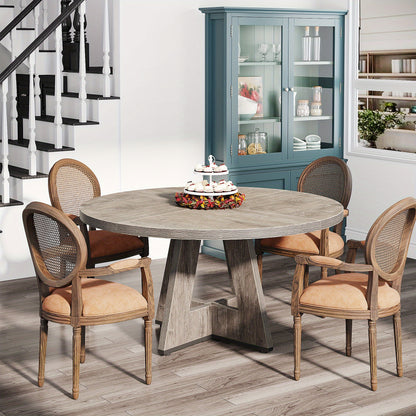 Eetkamertafel – Eettafel – Keukentafel – Ronde Tafel – Tafel – 120 cm Rond – Massief Houten Tafelblad – Grijs