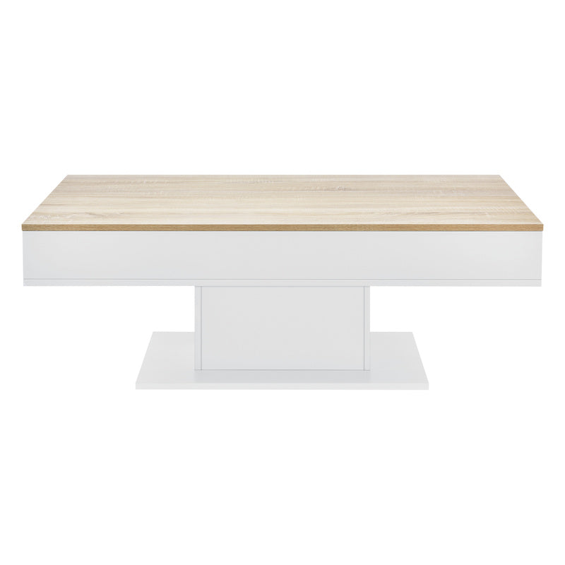 Salontafel – Woonkamertafel – Koffietafel – Bijzettafel – Tafel – Met 2 Opbergvakken – Eikenhout Look – Wit Frame – 110x60x40 cm