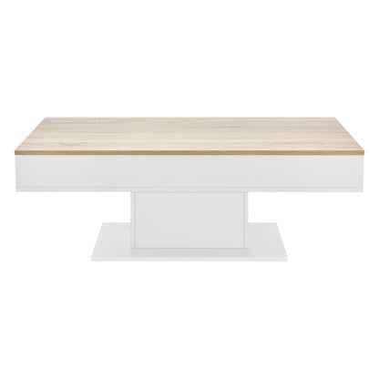 Salontafel – Woonkamertafel – Koffietafel – Bijzettafel – Tafel – Met 2 Opbergvakken – Eikenhout Look – Wit Frame – 110x60x40 cm
