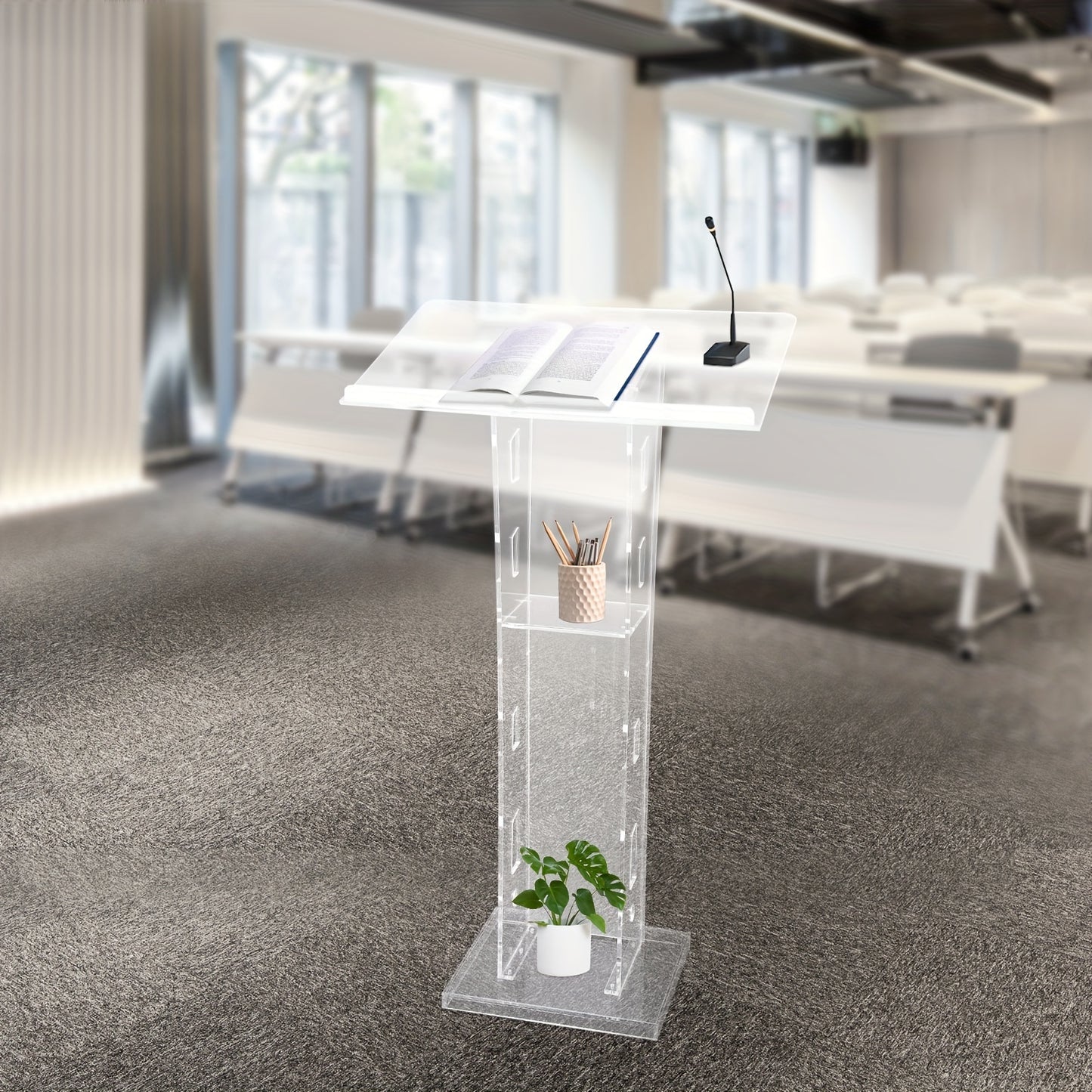 Spreekgestoelte – Lessenaar – Podium – Lezenaar – Katheder – Transparant Acryl – Lichtgewicht & Met Opslagplank – 110x60x40 cm
