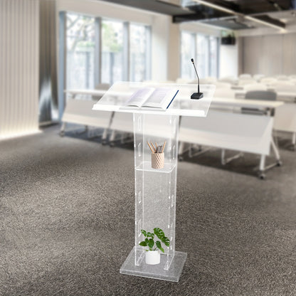 Spreekgestoelte – Lessenaar – Podium – Lezenaar – Katheder – Transparant Acryl – Lichtgewicht & Met Opslagplank – 110x60x40 cm