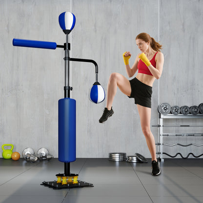 Bokszakstandaard – Bokspaal – Boksbalstandaard – Punchingball – Kickpad – Verstelbaar in Hoogte – Stalen Constructie – Blauw