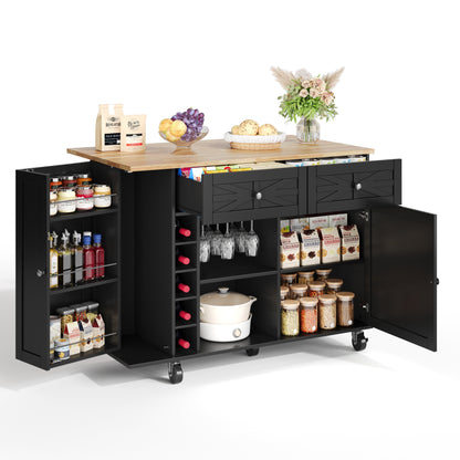 Keukentrolley – Keukenwagen – Serveerwagen – Keukenrek – Keukenkast – Inklapbaar Werkblad 70 cm – Stevig MDF Met Wieltjes Wit