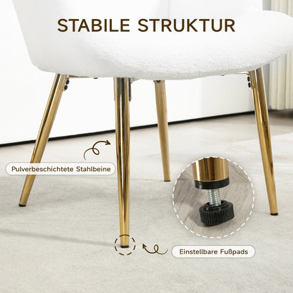 Fauteuil – Loungestoel – Relaxstoel – Zetel – Fauteuil Met Poef – Fluffy Sherpa Bekleding – Verstelbare Voetjes – Stalen Poten – Hoog Rugleuning – Wit