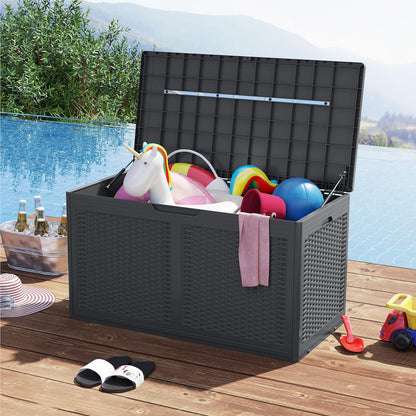 Opbergkist Buiten – Tuinbox – Opbergbox – Opbergkist Balkon – Opbergbank – 380 Liter – Weerbestendig Met Wieltjes