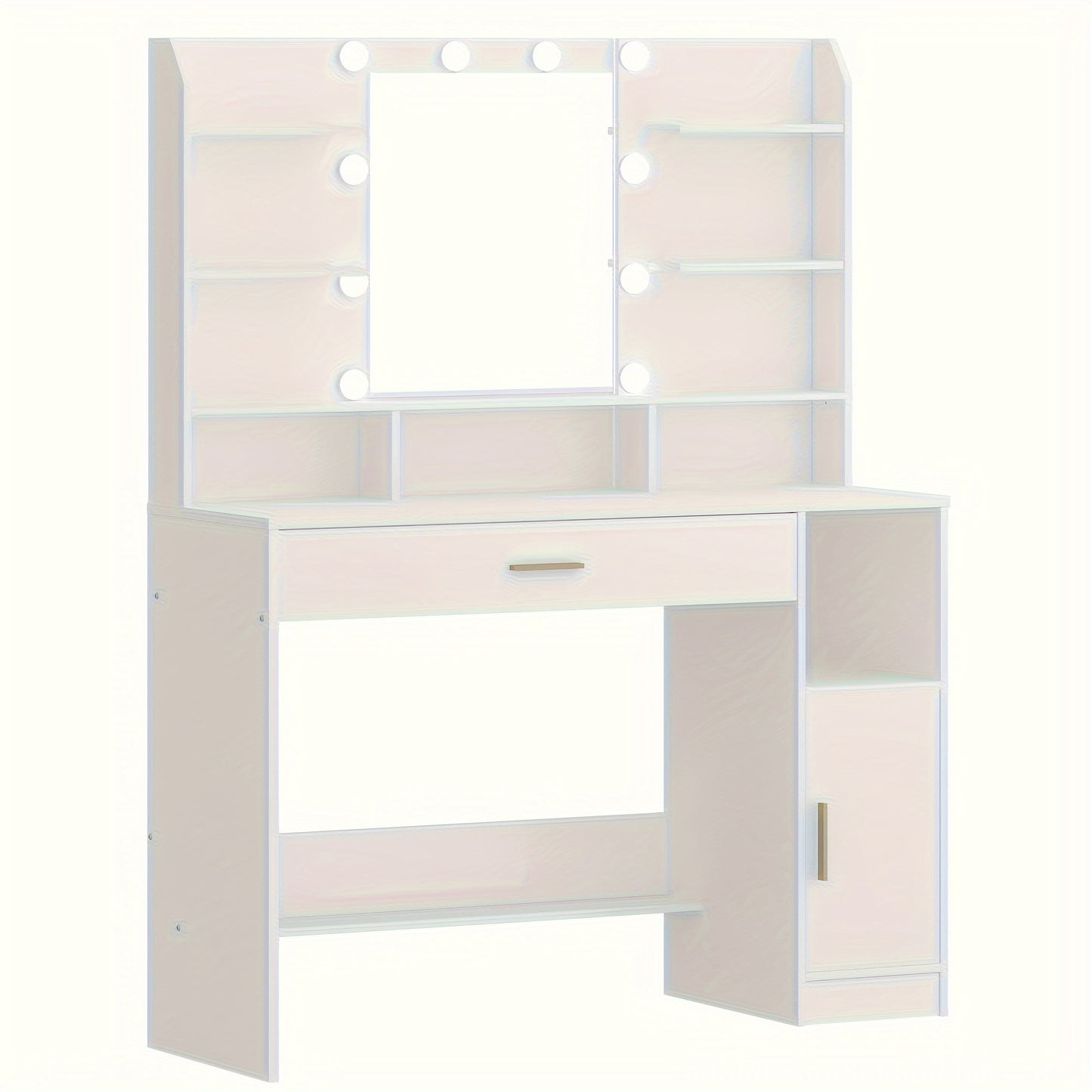 Make-uptafel – Kaptafel – Make-up Bureau – Dressoir – Vanity Desk – Verstelbare LED-Verlichting – Ruime Opbergruimte Met Lades En Kastje