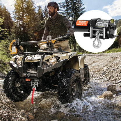 Elektrische Lier – Kabellier – Trekaanbouw – Sleepinstallatie – Offroad Lier – 1814,4 Kg Trekcapaciteit – IP55 Waterbestendig – Afstandsbediening – Zwart