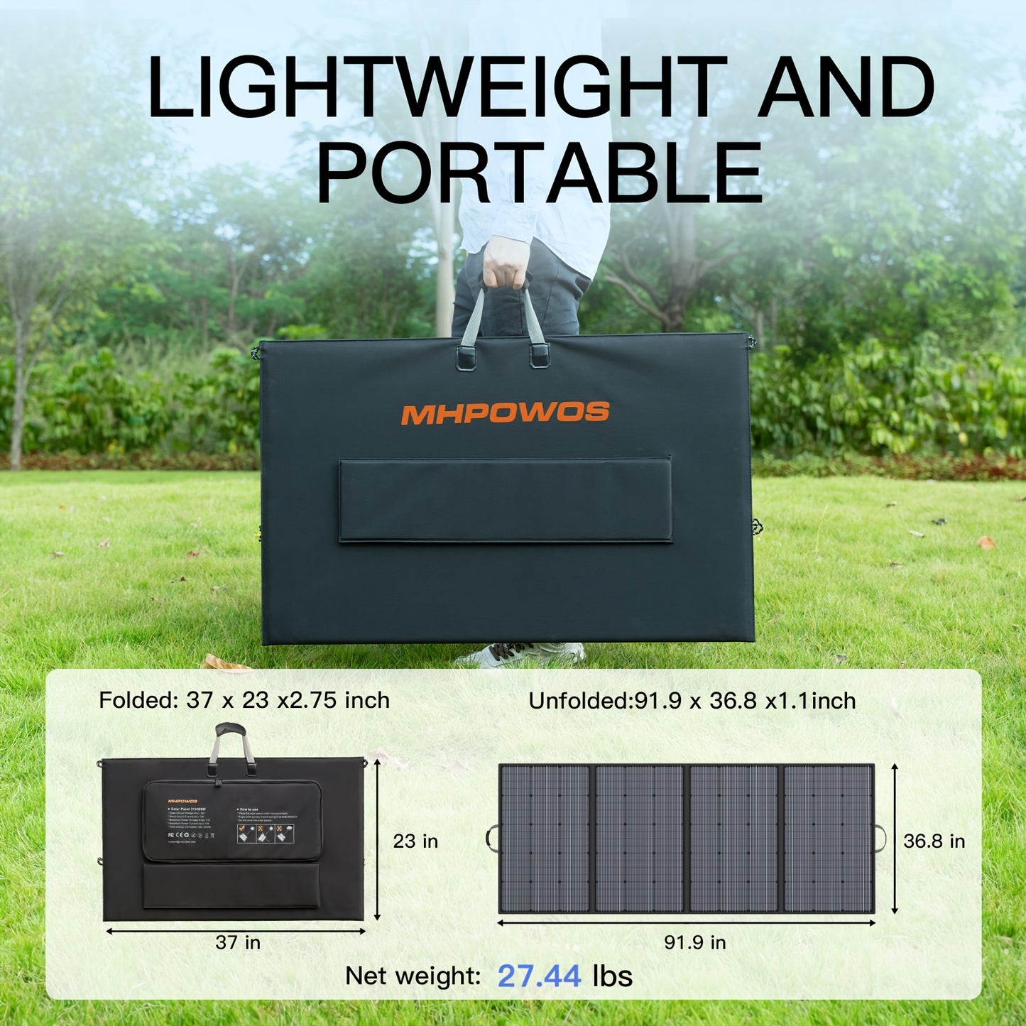 400W Zonnepaneel – Draagbaar Zonnepaneel – Opvouwbaar Solar Paneel – Mobiel Zonnepaneel – Zonne-energie Systeem – Monokristallijn – Hoog Rendement 23,5% – Lichtgewicht & Onderhoudsvrij