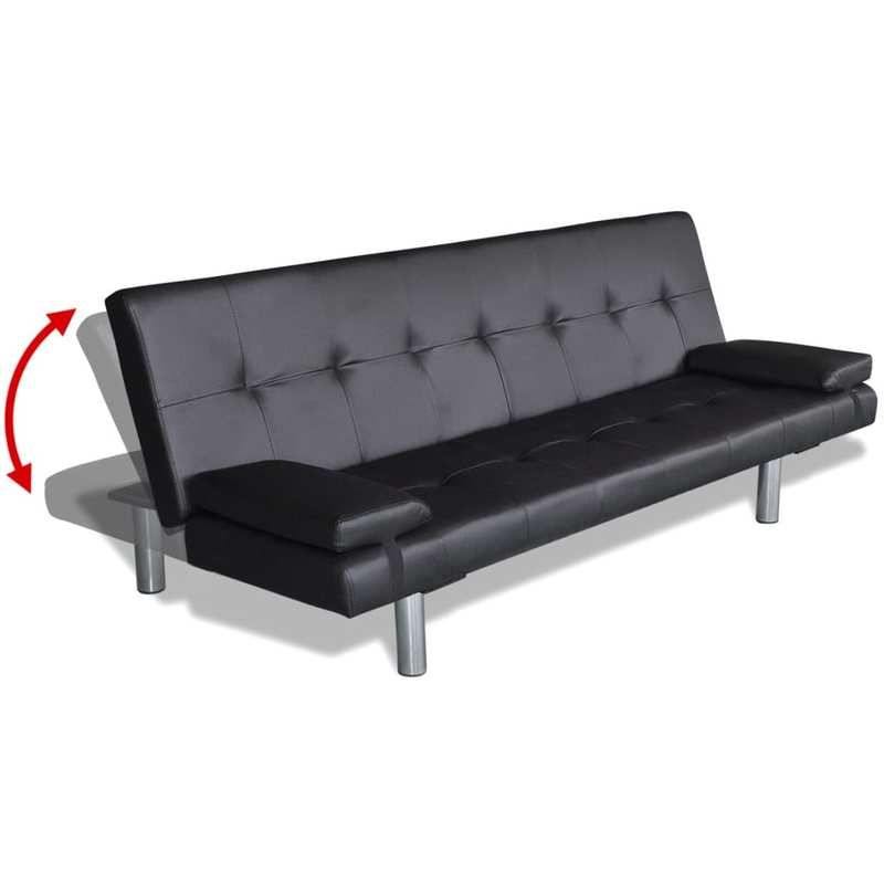 Slaapbank – Bedbank – Bedbankje – Slaapsofa – Bedbankje Zwart – Verstelbare Rugleuning – Robuust Houten Frame Met Kunstleer