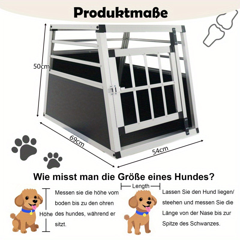 Aluminium Hondenbench – Hondenkooi – Transportkooi – Reisbench – Autobox – 54x69x50 cm – Lichtgewicht & Stevig Aluminium – Compact en Veilig