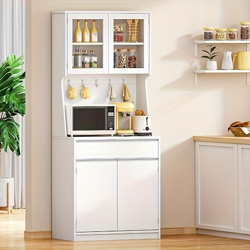 Keukenkast – Keukenbuffet – Keukenkast Wit – Opbergkast Keuken – Hoge Kast – Verstelbare Planken – Afmetingen 40x75x180 cm – Hoogwaardig Hout