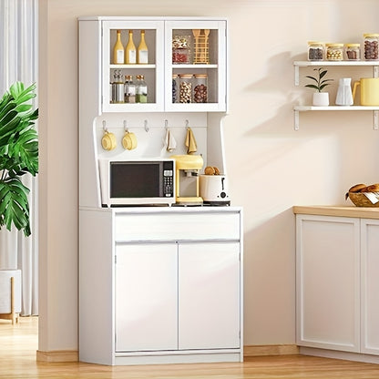 Keukenkast – Keukenbuffet – Keukenkast Wit – Opbergkast Keuken – Hoge Kast – Verstelbare Planken – Afmetingen 40x75x180 cm – Hoogwaardig Hout