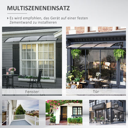 Voordeuroverkapping – Deurluifel – Overkapping – Zonwering – Luifel – Zwart Aluminium Frame – Transparant 5 mm Polycarbonaat Dak – UV- en Weerbestendig