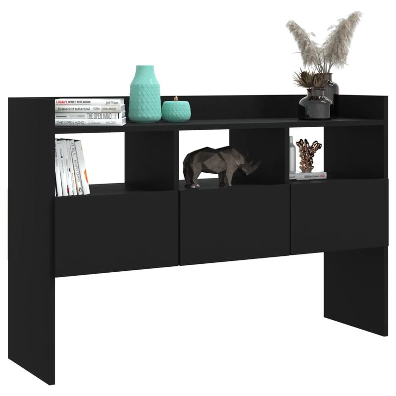 Modern Black Sideboard with Lockable Doors & Fire-Resistant Panels - Large -to-Ceiling (105x30x70cm) - Minimalist Black Wood Furniture for, Dining Room, Entryway - Easy Assembly