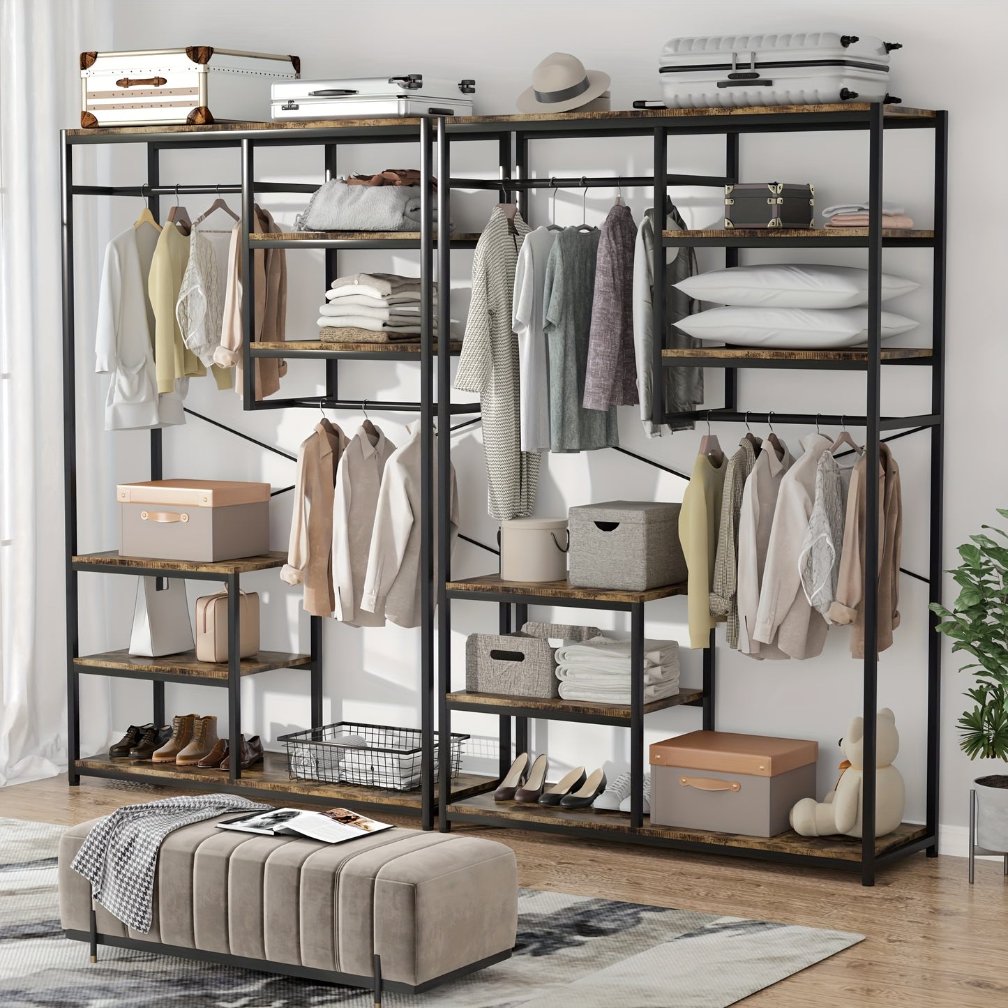 Kledingrek – Kledinghanger – Garderoberek – Stellingkast – Opberger – Ruim 180x120x40 cm – Stevig Metaal & Hout