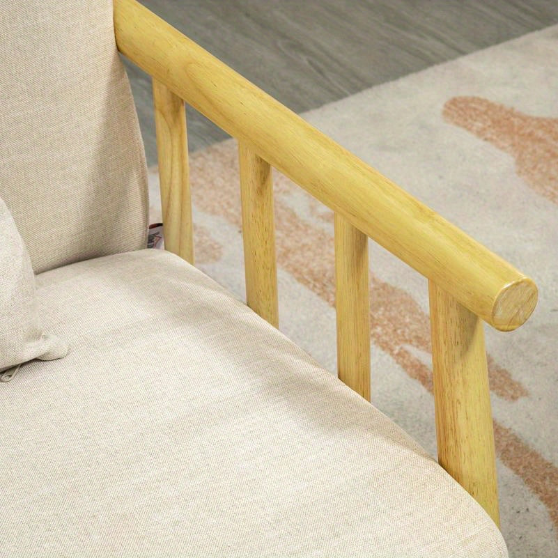 Bank – Sofa – Zitbank – Hoekbank – Linnen Bank – Beige Kleur – Inclusief 2 Lendenkussens – Comfortabele Zitting