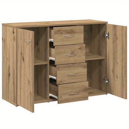 Sideboard 88x30x64cm crafted wood, artisanal oak color Removable storage practical