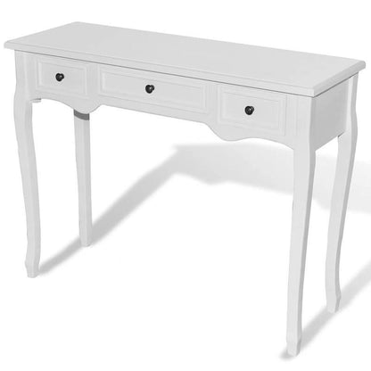 Sidetable – Consoletafel – Wandtafel – Haltafel – Dressoir – 3 Ruime Laden – Stevig Hardhouten Frame – Strak Wit Afgewerkt