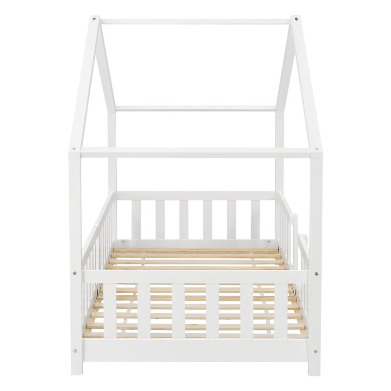 Kinderbed – Kinderbedden – Eenpersoonsbed – Hoogslaper – Stapelbed – Huisvormig Design – Valbeveiliging – Grenenhout – 140x200 cm