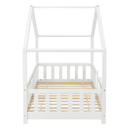 Kinderbed – Kinderbedden – Eenpersoonsbed – Hoogslaper – Stapelbed – Huisvormig Design – Valbeveiliging – Grenenhout – 140x200 cm