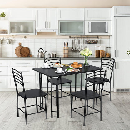 Eettafelset – Dinerset – Keukentafel – Eetkamertafel – Stoelenset – Compact Design – Duurzaam MDF & Metaal