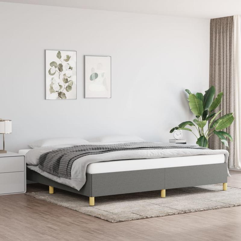 Bed frame without Mattress Grigio Scuro 200x200cm Tissue Practical, removable, suitable for all seasons, Bedroom Furniture, Home Decor, Modern Bedroom, Minimalist Style, Easy Assembly, Durable Material, Queen Size Bed, Slatte