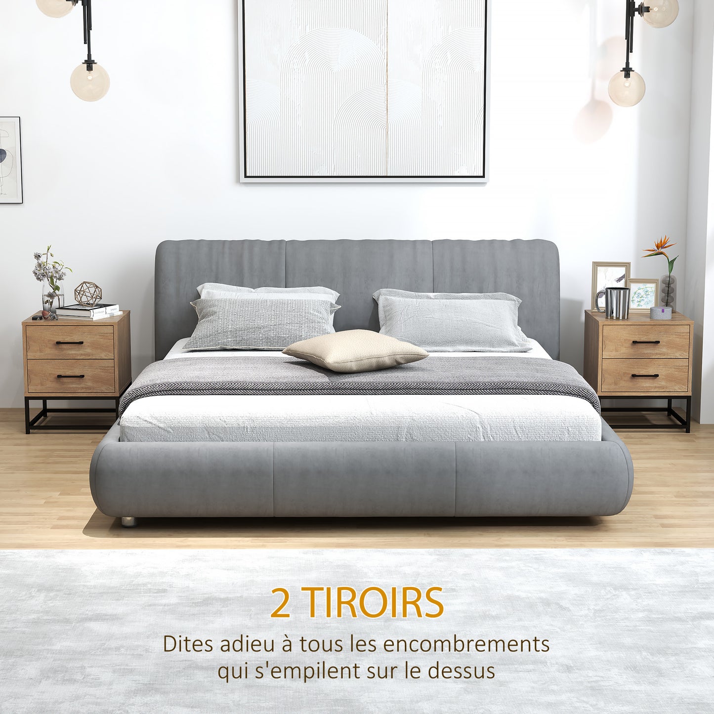 Nachtkastje – Bedkastje – Bijzettafeltje – Opbergkastje – Woonkamerkastje – Industrieel Design – Set van 2 Met 2 Lades – MDF Houtlook 40x39,5x48 cm