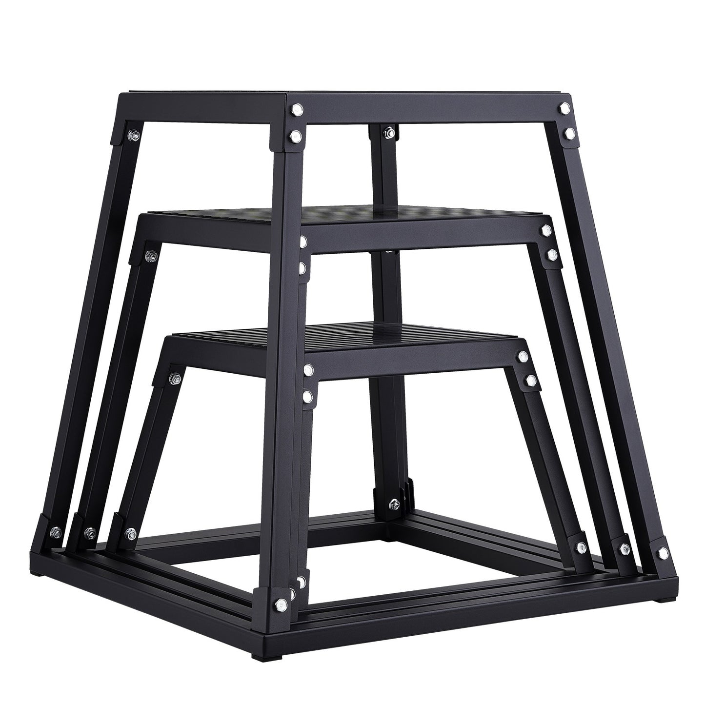 Plyometrische Jump Boxes – Plyo Box Set – Springbox – Fitness Stapelbox – Trainingsplatform – 3 Maten 30/45/60 cm – Anti-Slip Oppervlak – Stevig Metaal
