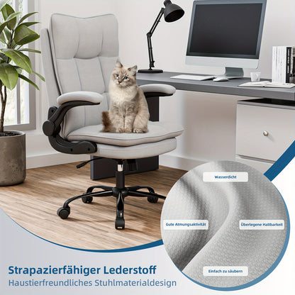 Bureaustoel – Gamingstoel – Werkstoel – Desk Chair – Computerstoel – Verstelbare Hoogte – Ergonomisch Met Metalen Frame Grijs