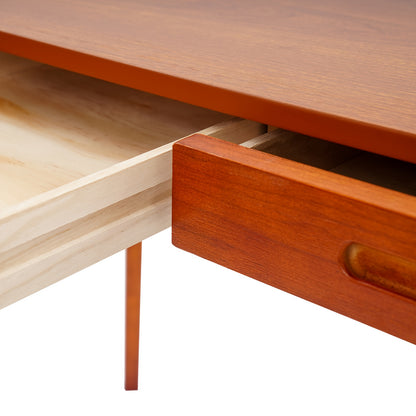 Bureau – Computerbureau – Werktafel – Studietafel – Thuiswerkplek – Walnoot Kleur – 120x55 cm – 2 Lades – Stevig Rubberhout – Stille Schuiflades