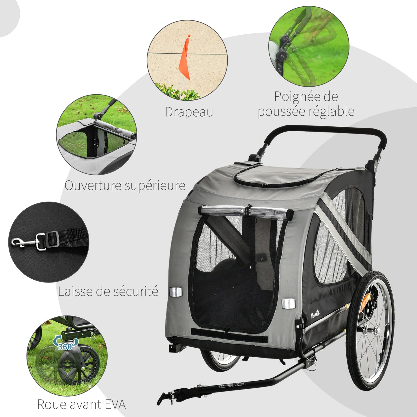 Fietsaanhanger Hond – Hondenfietskar – Hondenkar – Fietskar Huisdier – Hondenbuggy – 2-in-1 Design – Lichtgewicht Aluminium Frame