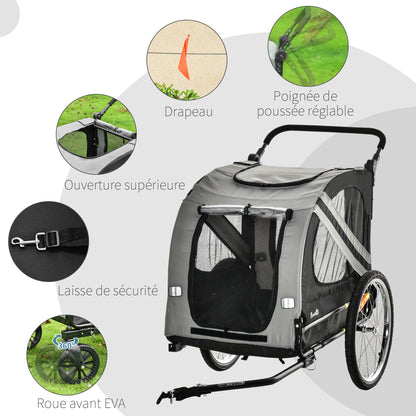 Fietsaanhanger Hond – Hondenfietskar – Hondenkar – Fietskar Huisdier – Hondenbuggy – 2-in-1 Design – Lichtgewicht Aluminium Frame