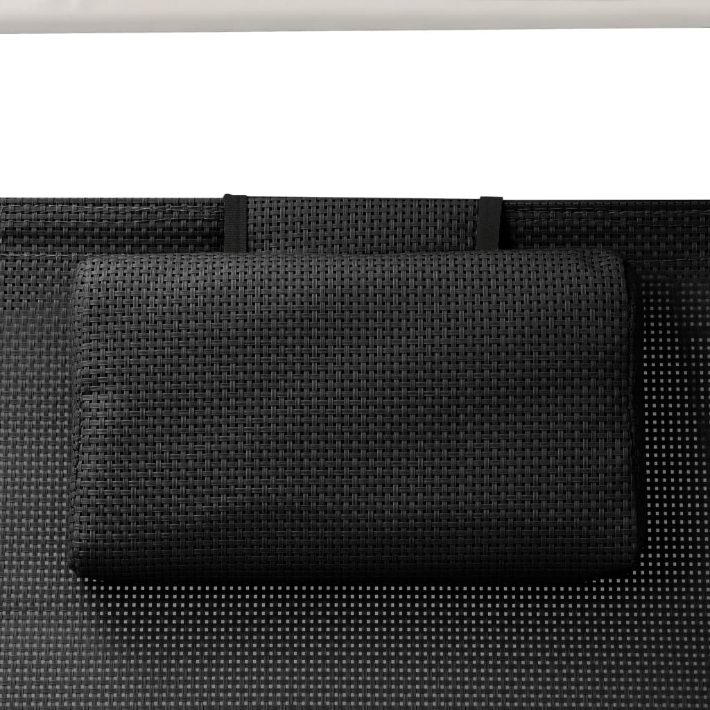 Dubbele Loungebank – Ligbed - Tuinbank – Loungebank Met Zonnescherm – Relaxbank – Stalen Frame – Ademend Textiel