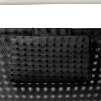 Dubbele Loungebank – Ligbed - Tuinbank – Loungebank Met Zonnescherm – Relaxbank – Stalen Frame – Ademend Textiel