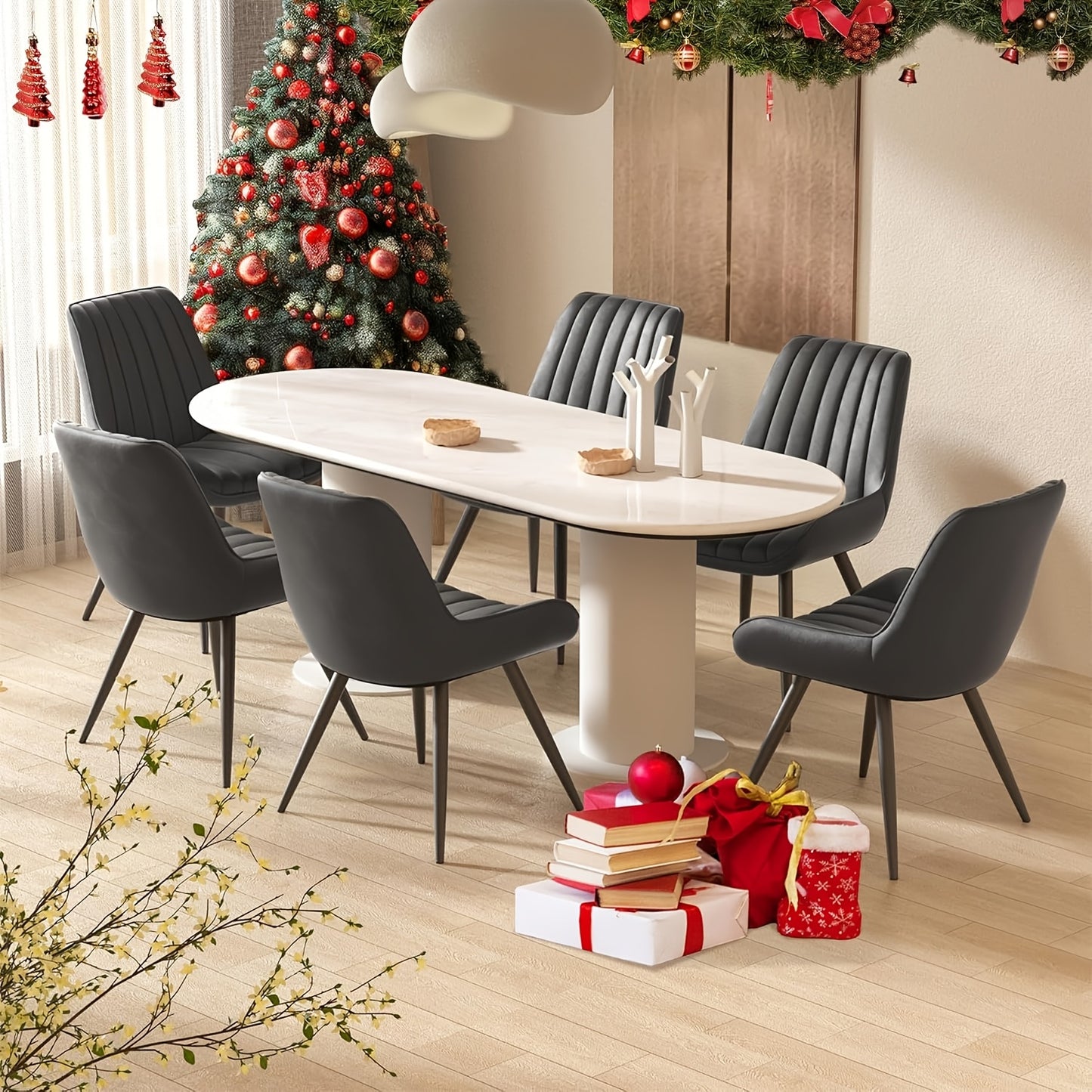 Eetkamerstoel – Stoel – Kuipstoel – Keukenstoel – Dining Chair – Set Van 6 – Ergonomisch Design – Memory Foam Zitting