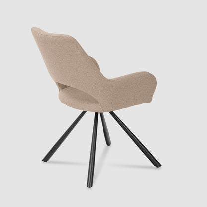 Eetkamerstoel – Stoel – Kuipstoel – Armstoel – Dining Chair – Scandinavisch Design – Comfortabele Stoffering – Metalen Poten 58,5x59x81 cm