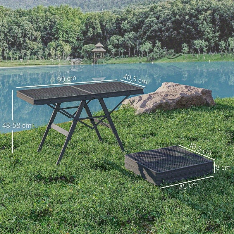 Campingtafel – Klaptafel – Vouwtafel – Kampeertafel – Tuintafel – Verstelbaar – Inklapbaar – Aluminium – 90 x 40,5 cm – Met Metalen Rooster