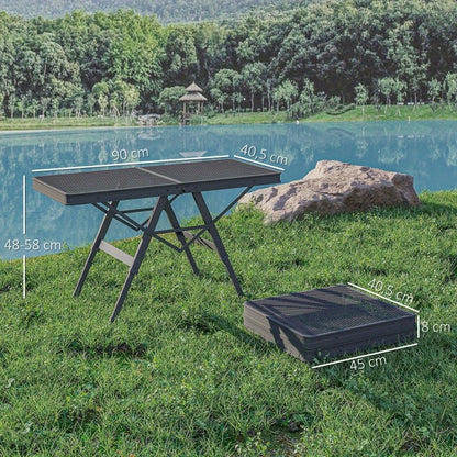 Campingtafel – Klaptafel – Vouwtafel – Kampeertafel – Tuintafel – Verstelbaar – Inklapbaar – Aluminium – 90 x 40,5 cm – Met Metalen Rooster