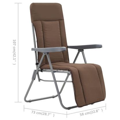 Stoelen – Tuinstoelen – Klapstoelen – Lounge Stoelen – Relaxstoelen – Verstelbare Rugleuning – Gepoedercoat Stalen Frame – Set Van 2 Met Kussens En Hoofdsteun – Bruin – Comfortabel En Stevig