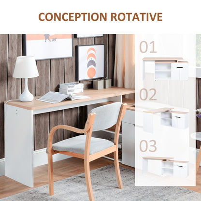 Hoekbureau – Computerbureau – Bureau – Werkplek – Bureautafel – Modulair Design – Met Lade en Kast – Wit Houtnerf – Eenvoudige Montage